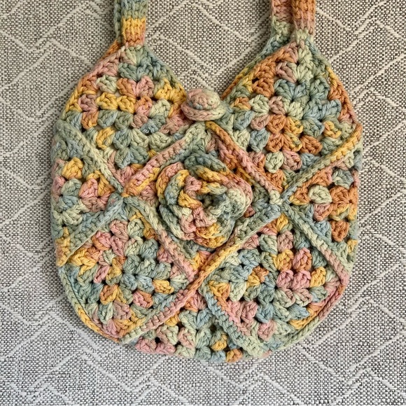 Hand Crafted Handbags - Rainbow Swirl Sherbet Crocheted Bag